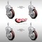 Service Caster 5 Inch SS Maroon Polyurethane Swivel 10mm Threaded Stem Caster Set Brake SCC SCC-SSTS20S514-PPUB-MRN-TLB-M1015-4 - alternate 4